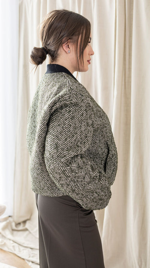 Bomber in Tweed a Spina di Pesce